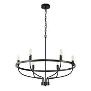 6 Lights Candle Chandelier Black Farmhouse & Industrial Pendant CL-6CD