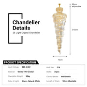 Crystal High Ceiling Chandelier Luxury Modern Spiral Light CL-LCAKE21