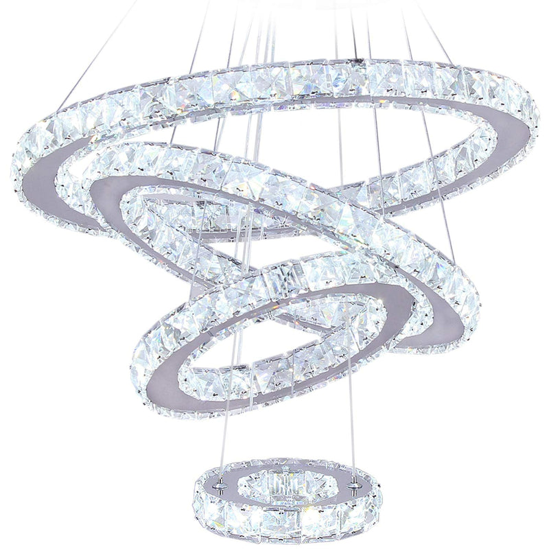 4/6Rings Crystal Chandelier Modern LED Stair High Ceiling CL-4RC