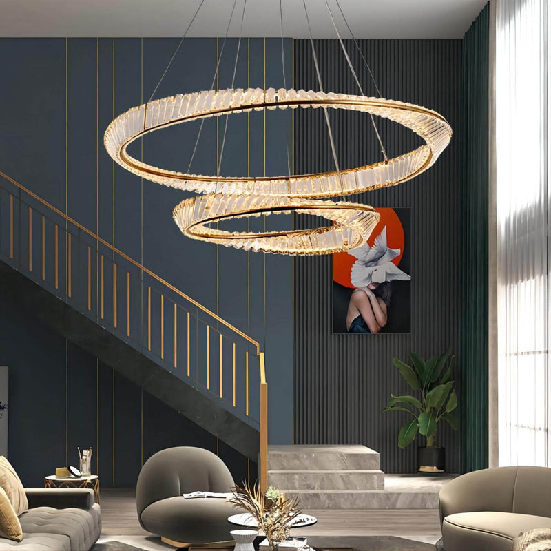 2 Rings Crystal Chandelier 60&80cm Gold 3 Colors With Remote CL-2R68