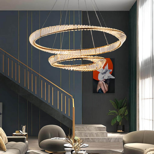 2 Rings Crystal Chandelier 60&80cm Gold 3 Colors With Remote CL-2R68