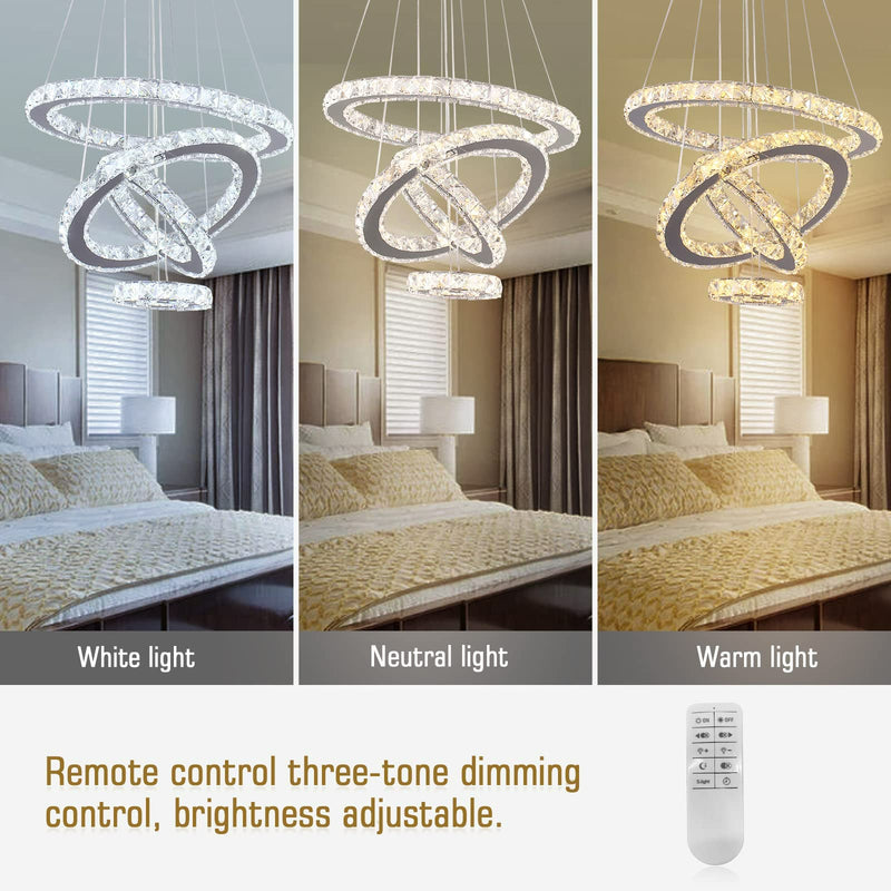 4/6Rings Crystal Chandelier Modern LED Stair High Ceiling CL-4RC