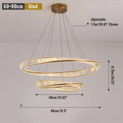 2 Rings Crystal Chandelier 60&80cm Gold 3 Colors With Remote CL-2R68