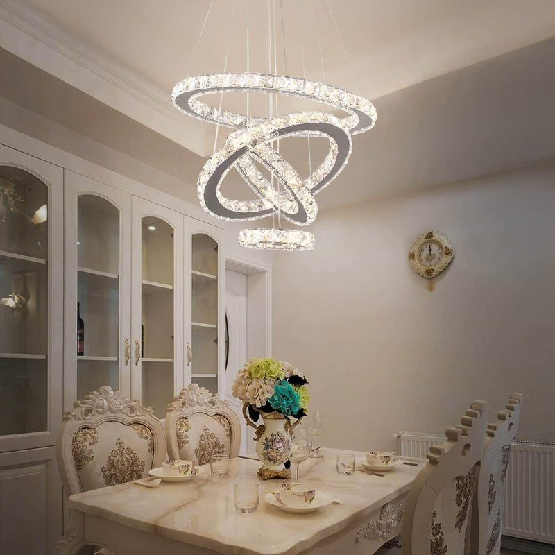 4/6Rings Crystal Chandelier Modern LED Stair High Ceiling CL-4RC
