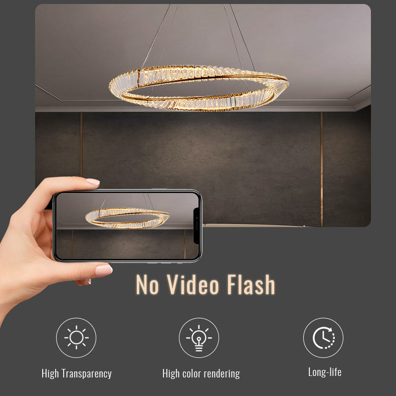 2 Rings Crystal Chandelier 60&80cm Gold 3 Colors With Remote CL-2R68