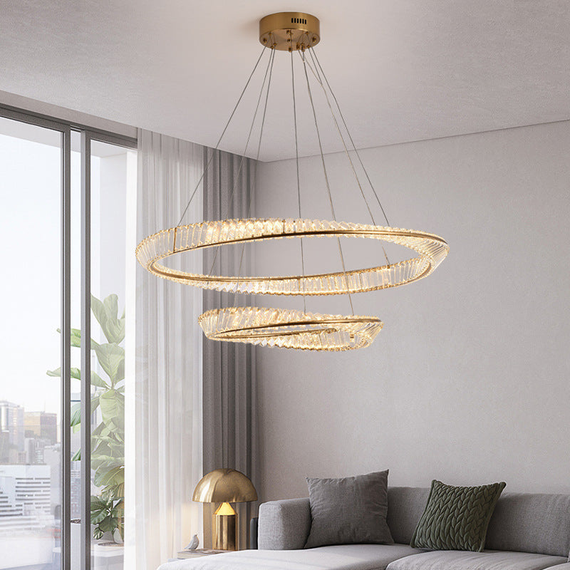 2 Rings Crystal Chandelier 60&80cm Gold 3 Colors With Remote CL-2R68