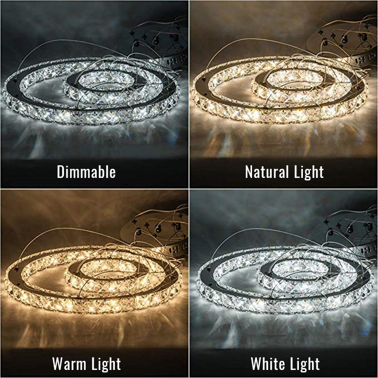 4/6Rings Crystal Chandelier Modern LED Stair High Ceiling CL-4RC