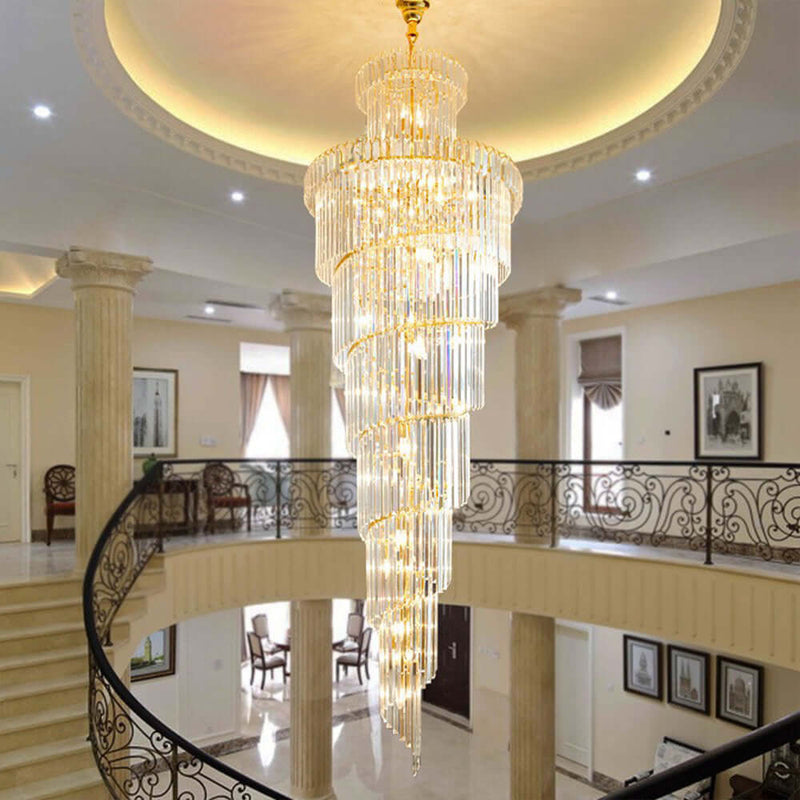 Crystal High Ceiling Chandelier Luxury Modern Spiral Light CL-LCAKE21