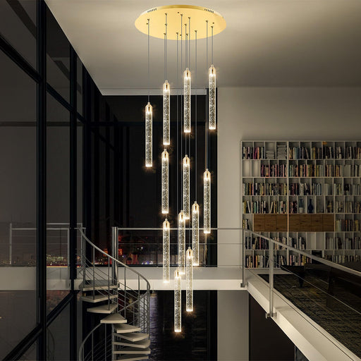 Staircase Crystal Chandelier Modern 12/18-Light Chain Light CL-CBAR