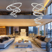 4/6Rings Crystal Chandelier Modern LED Stair High Ceiling CL-4RC