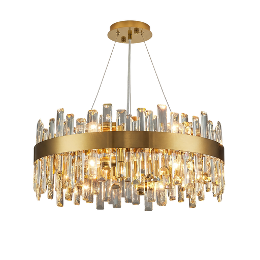 Modern Gold K9 Crystal Chandelier 12-Light Round Pendant CL-ICCR