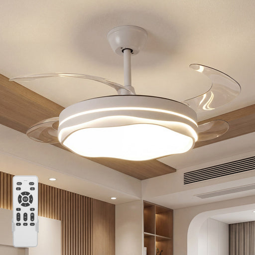 42" Retractable Ceiling Fan with Light & Remote Smart Modern Design CF-4204