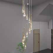 Staircase Raindrop Chandelier Modern 12/18-Light Gold Pendant CL-WDC