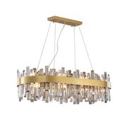 Modern Gold K9 Crystal Chandelier 12-Light Oval Pendant CL-ICCO