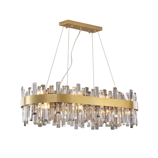 Modern Gold K9 Crystal Chandelier 12-Light Oval Pendant CL-ICCO