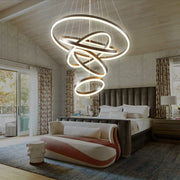 DIY 5/6 Rings Chandelier Modern Black White Dimmable Ceiling CL-NRBC