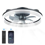 Flush Mount Ceiling Fan 50cm Crystal Light APP Remote Black CF-FMW