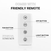 Quiet Socket Fan with Light Ceiling 3 Speed LED Light Remote CF-SFL4